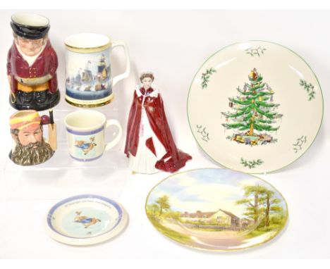 A Royal Worcester hand painted plate by Rushton titled 'Mary Arden's House', with a painted scene depicting a cottage on rura