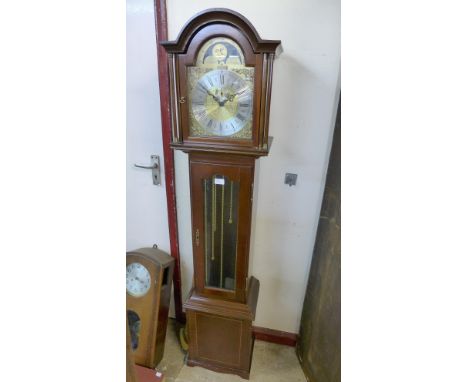 A mahogany dwarf triple weight longcase clock, made by Richard Broad, Bodmin, Cornwall 