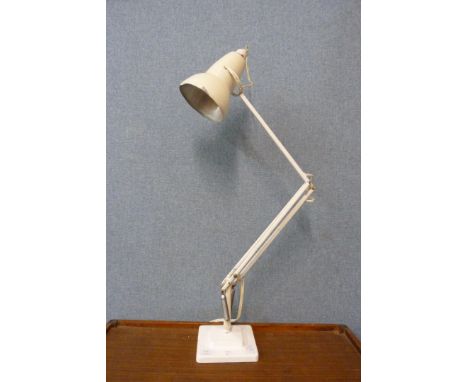 A Herbert Terry &amp; Sons white painted metal anglepoise desk lamp 