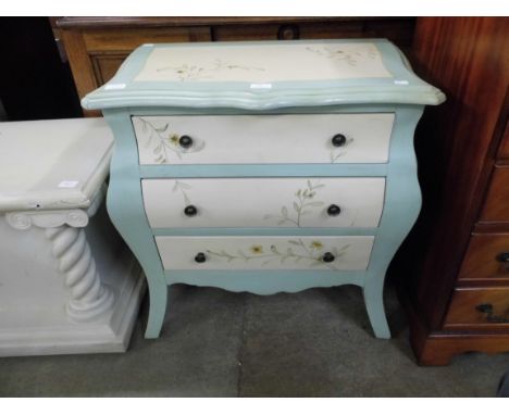 A French style painted bombe shaped petit commode 