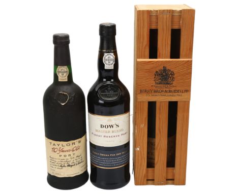 3 bottles of Port wine, Cockburn's 1970 Vintage Port, Dow's Master Blend, Taylor's 10 Year Old, (3)Cockburn's sealed in Berry