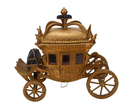 ROYAL INTEREST - a scratch built wood and gold painted Coronation coach, originally from Coleman's Mustard Head Office, heigh