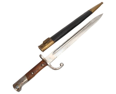 Early 20th century bayonet with brass and leather scabbard 