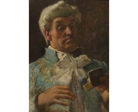 Fredrick William Davis (British 1862-1919): 'Pinch of Snuff', oil on mahogany panel initialled  28cm x 20cm Condition Report 