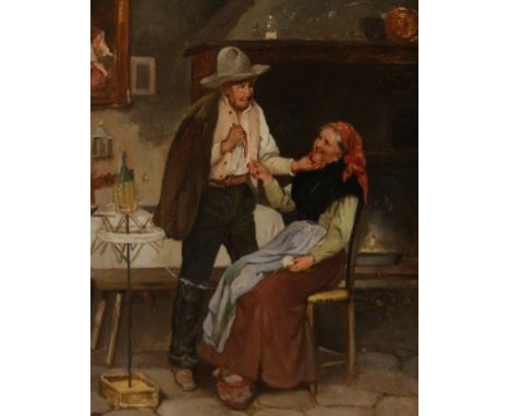 Continental School (19th/20th century): Cottage Interior, oil on panel unsigned 25cm x 19cmDDS - Artist's resale rights may a