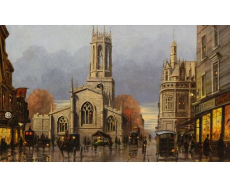Pierre Cortes (Mid 20th century): 'All Saints Church York 1908', oil on mahogany panel signed, titled verso  24cm x 39cmProve