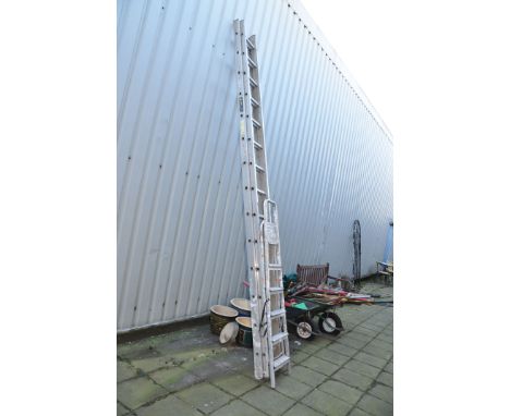 A YOUNGMANS DOUBLE EXTENSION LADDER 7.43m extended and an aluminium step ladder