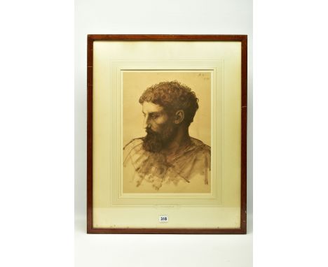 ALPHONSE LEGROS (FRANCE 1837-1911) 'TETE D'HOMME' a head and shoulders portrait of a male figure, possibly a self-portrait as