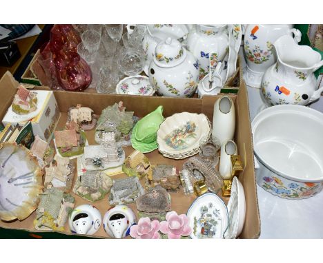 TWO BOXES AND LOOSE CERAMICS, GLASS AND LILLIPUT LANE COTTAGES, to include a pair of Villeroy &amp; Boch Porcelain Animal Par