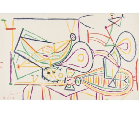 δ Pablo Picasso (1881-1973) (after)Composition Offset lithograph printed in colours, 1948, the edition was 3000, on wove pape