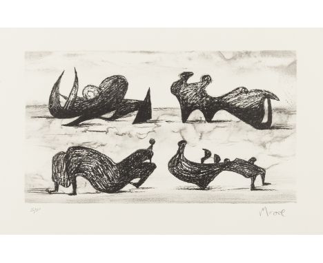 δ Henry Moore (1898-1986)Four Silhouette Figures (Cramer 283)Lithograph, 1973, signed and inscribed 's/p' in pencil, a proof 