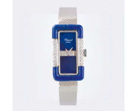 Chopard. Damen-Armbanduhr mit Lapislazuli und Brillanten. 18 kt. WG, gest., L.U.C., Handaufzug. Lapislazuli Zifferblatt, Zent