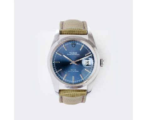 Tudor. Herren-Armbanduhr 'Prince Oysterdate Jumbo Blue Dial'. 1977. Edelstahl, Automatik, Rolex Gehäuse und Krone, Kal. 2784,