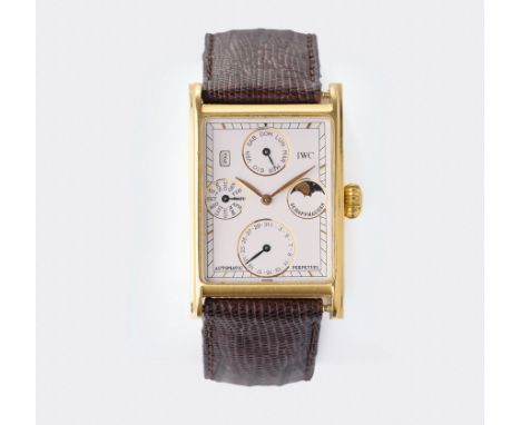 IWC - International Watch Co. Herren-Armbanduhr 'Novecento Perpetual Calendar mit Mondphase' No. 395. 18 kt. GG, gest., Autom