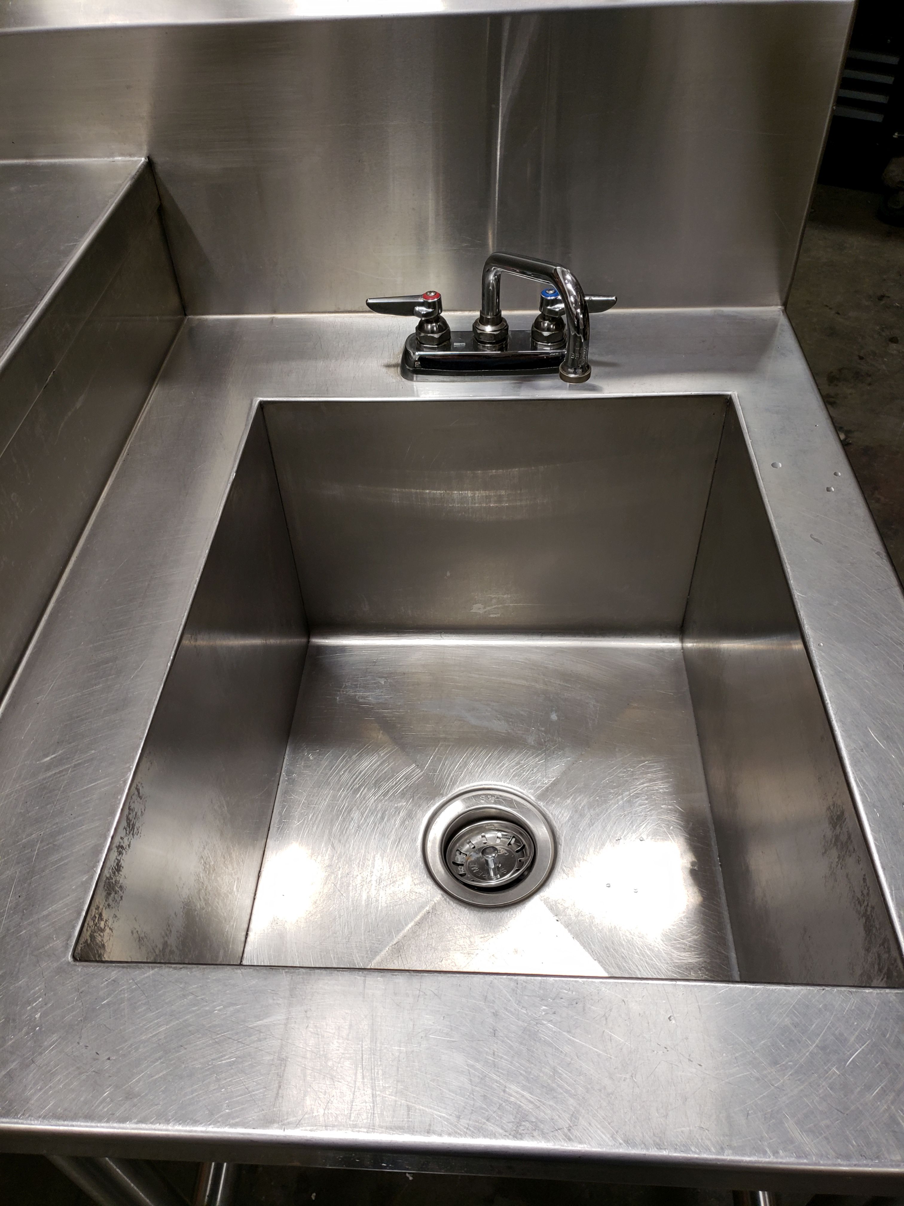 Custom 30" x 54" Stainless Work Table with 16" x 20" x 12" Deep Sink