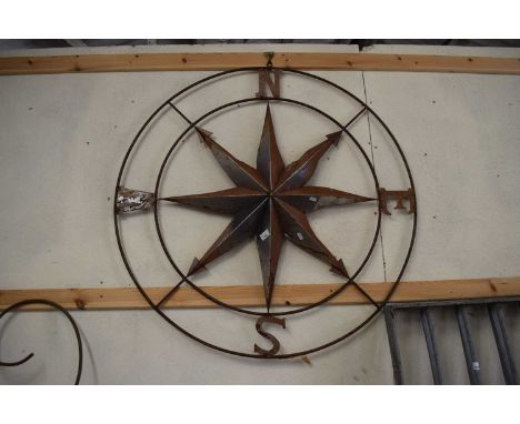 Large iron wall hanging compass