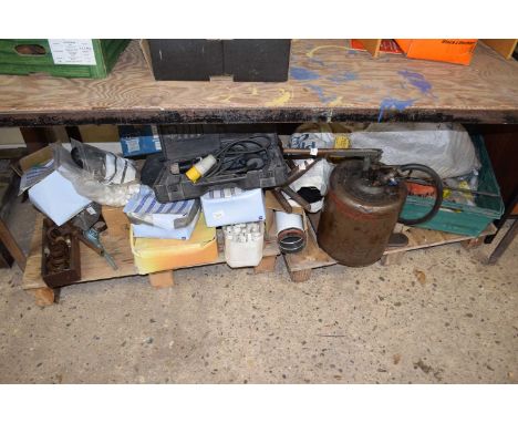 Two pallets of mixed tools, plumbing equiipment etc