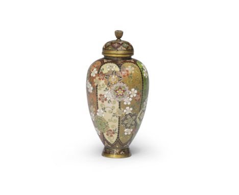 NAMIKAWA YASUYUKI (1845-1927) OF KYOTOA Cloisonné-Enamel Miniature Ovoid Vase and Cover Meiji era (1868-1912), late 19th/earl