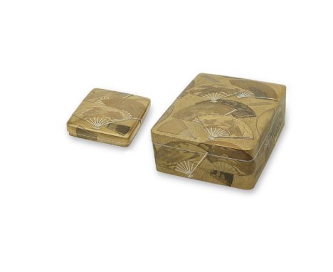 A MATCHING SET OF SILVER-INLAID AND GOLD-LACQUERED SUZURIBAKO (BOX FOR WRITING UTENSILS) AND RYOSHIBAKO (DOCUMENT BOX)Meiji (