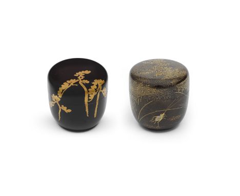 ONE BY SHINSAI (DATES UNKNOWN) AND ONE BY UCHIDA SOKAN (1883-1984)Two Lacquer Natsume (Tea Caddies) Taisho (1912-1926) or Sho
