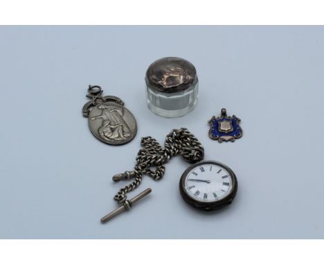 A sterling silver masonic or RAOB jewel in sterling silver, along with a ladies 935 silver pocket watch, with a sterling silv