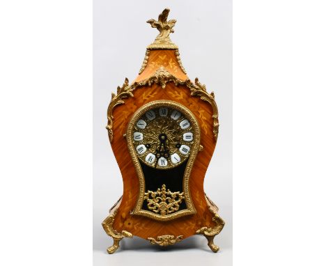 A French style bracket clock in Kingwood marquetry case with gilt mounts.