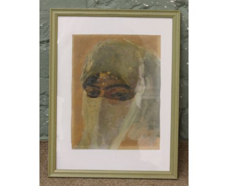 A framed oil on board. Portrait of a middle Eastern woman wearing a veil. 