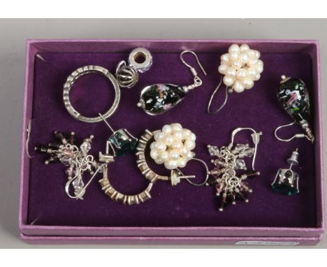 A quantity of mostly silver jewellery including earrings, dress ring, charm etc.