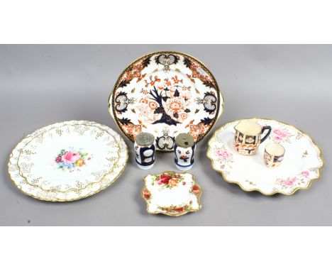 A collection of ceramics Royal Crown Derby cabinet plates, Wadeheath ware and Royal Albert.