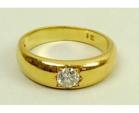 A lady's 18ct gold and diamond gypsy ring, approximate diamond weight 0.25ct, size M, 6g total weight, with crystal styled bo