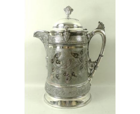 An American Aesthetic silver plated hot water jug or pitcher, by Reed and Barton, circa 1870, of large proportions and taperi
