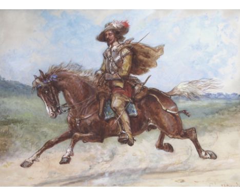 George Cattermole (1800-1868): an equine portrait of Charles I, watercolour, signed lower right, 34 by 47cm. 