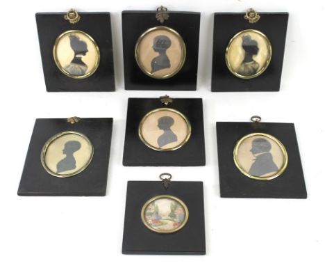 A group of four William IV silhouettes, comprising Mary Ann, Elizabeth Sophia, and Fanny Maria Wilkinson and Mr Wilkinson all