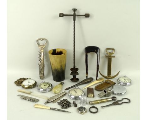 A collection of vertu items comprising a bakelite vesta case with embossed image of Edward VII within a panel surrounded by s