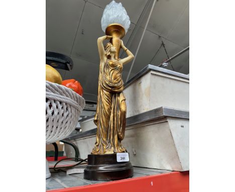 A resin Art Nouveau lady lamp. 