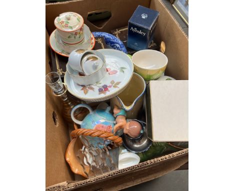 Various items of pottery and glass including Edinburgh crystal, Royal Worcester, Aynsley, plated ware etc. 