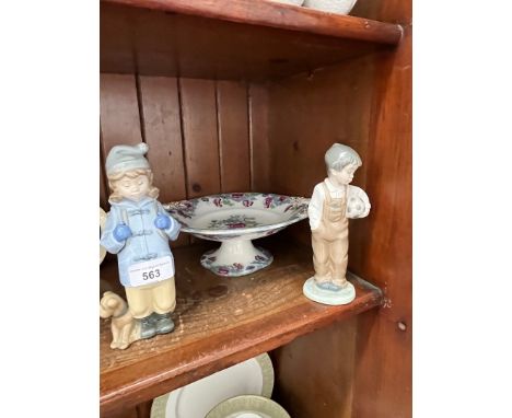 Two Nao figures and an Edwardian tazza 