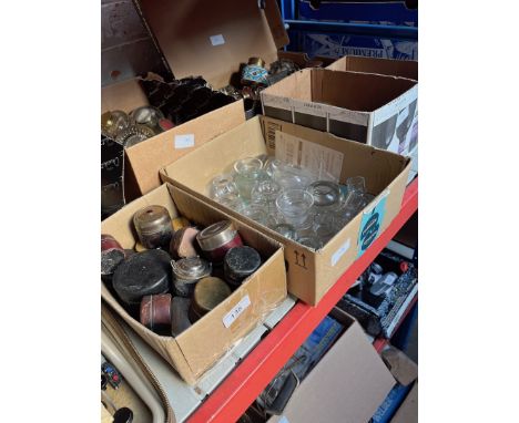 Six small boxes of  vintage inkwells 