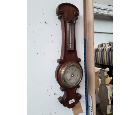 Mahogany anerois wheel barometer by Dixey London 
