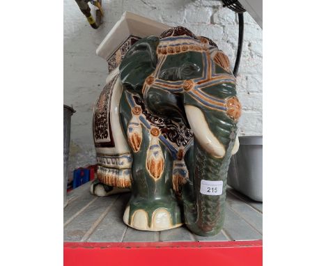 A garden ceramic elephant seat 