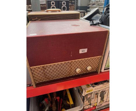 Two vintage portable record players. General wear through age and useboth cases, some rust, , untested, sold with no guarante
