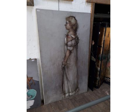 20th Century School, portrait of a girl, oil on canvas, 113cm x 190cm signed 'Taylor' and dated 1962 lower right. 