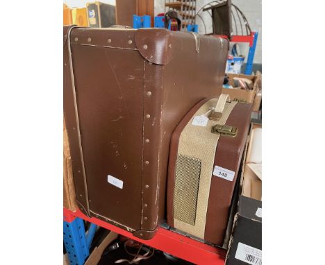A Fidelity Minor reel to reel tape player and 2 vintage suitcases 