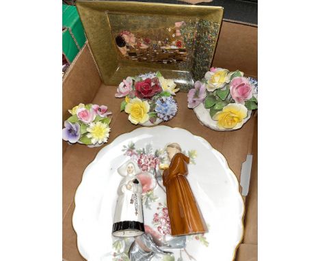 Royal Worcester candle snuffers in the forms of a monk and a nun, a Worcester Dorothy Doughty plate, Goebel Klimt bowl etc 