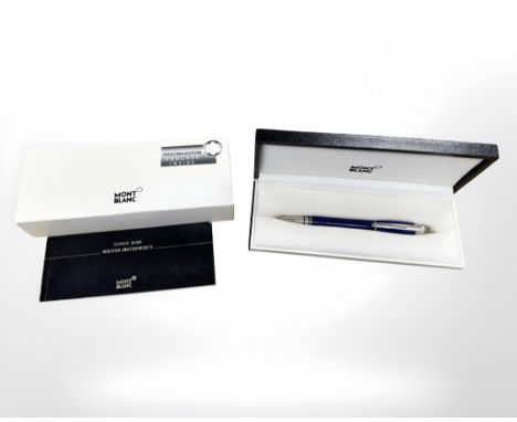 A Mont Blanc fountain pen with 14ct gold nib, in presentation box with service guide. CONDITION REPORT: Serial number in manu