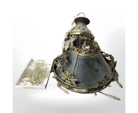 A 20th century continental gilt metal mounted pendant light fitting. (1 box)