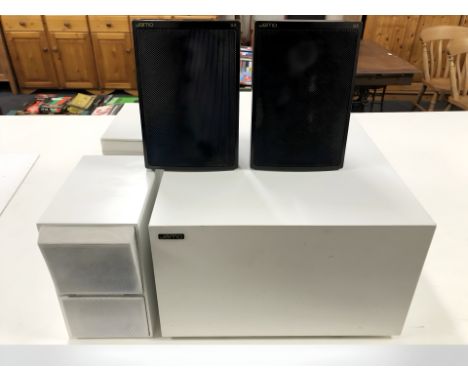 A Jamo speaker, further pair of Jamo S3 speakers and a pair of Bang & Olfusen CX50 speakers (no leads) 