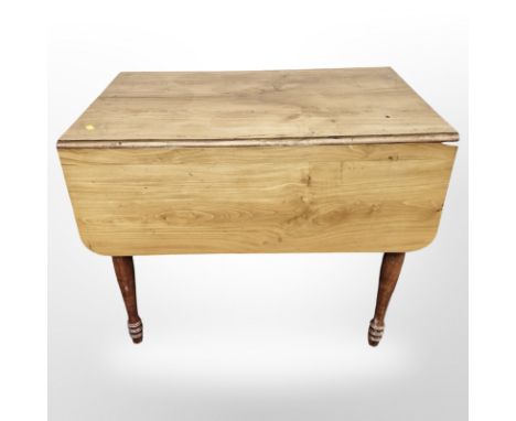 A 19th century elm drop leaf sofa table fitted a drawer, width 89 cm