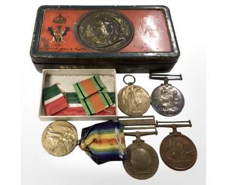A World War I medal pair, comprising of British War Medal and Mercantile Marine Medal named to John Anderson, a Victory Medal