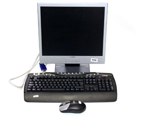An E-yama monitor, together with a mouse and a keyboard. Please note this is a credit card reclaim item sold as seen and with